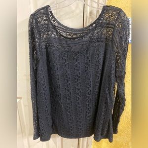 Lane Bryant black lace long sleeve blouse size 14/16